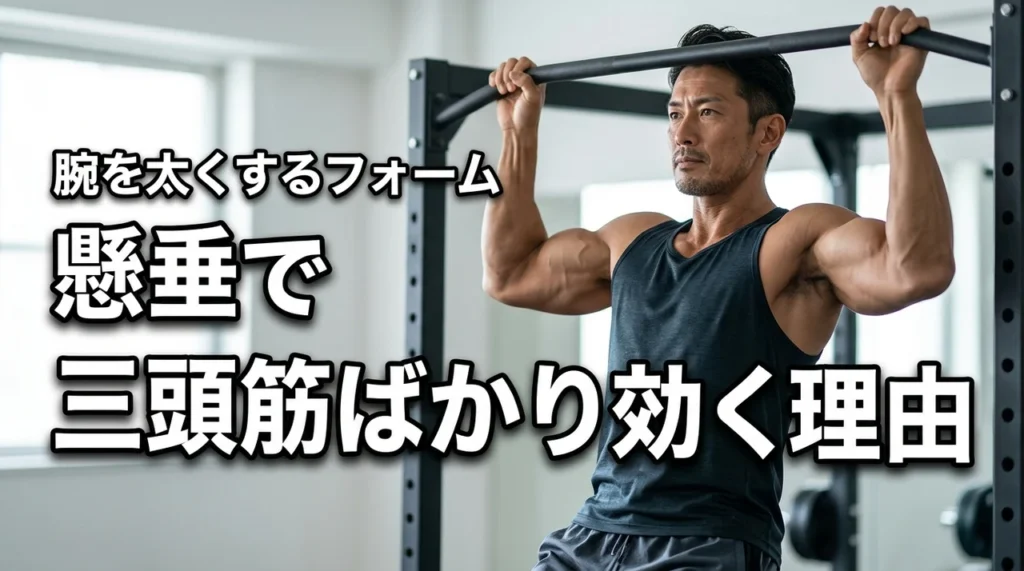 懸垂で上腕三頭筋ばかりに効くのはなぜ？腕を太くする正しいフォームと対策