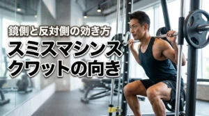 スミスマシンスクワット向きで迷う方へ!鏡側と反対側で効き方はどう変わる?