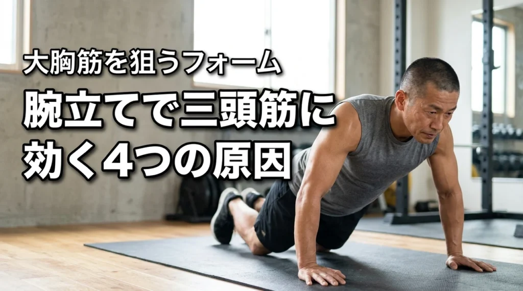 腕立て伏せが三頭筋に効いてしまう4つの原因とは？大胸筋を狙う正しいフォームを習得