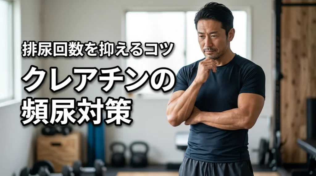 クレアチンと頻尿の悩みを解決！筋トレ効果を維持しつつ排尿回数を抑える方法（記事のアイキャッチ画像）