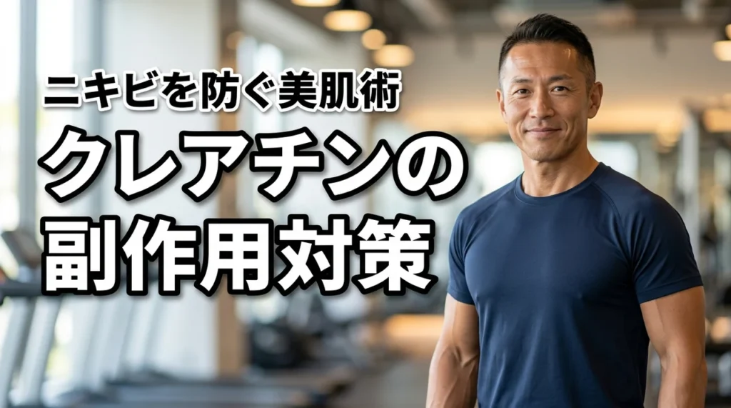 クレアチンの副作用であるニキビを防ぐ正解は？筋肉と美肌を両立するスキンケア術（記事のアイキャッチ画像）