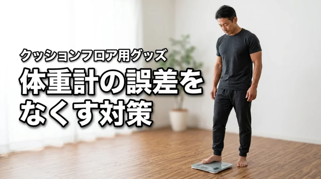 【保存版】クッションフロアで体重計の数値が合わない？誤差をなくす対策と便利グッズ（記事のアイキャッチ画像）
