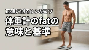 体重計のfatとは何のこと?男女別の理想基準と正確に測る3つのコツを公開(記事のアイキャッチ画像)