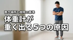 体重計が重く出る5つの原因!正しい置き場所と故障の判断基準を教えます(記事のアイキャッチ画像)