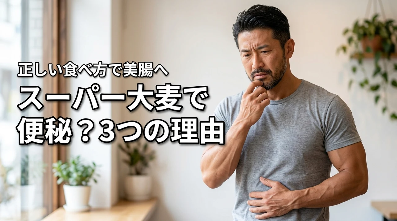 スーパー大麦で便秘になる3つの理由とは？正しい食べ方で美腸を目指す改善策（記事のアイキャッチ画像）