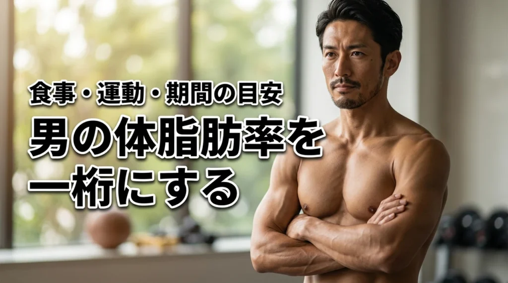 体脂肪率を一桁にする男の食事と運動法！見た目の変化と達成期間の目安は？（記事のアイキャッチ画像）