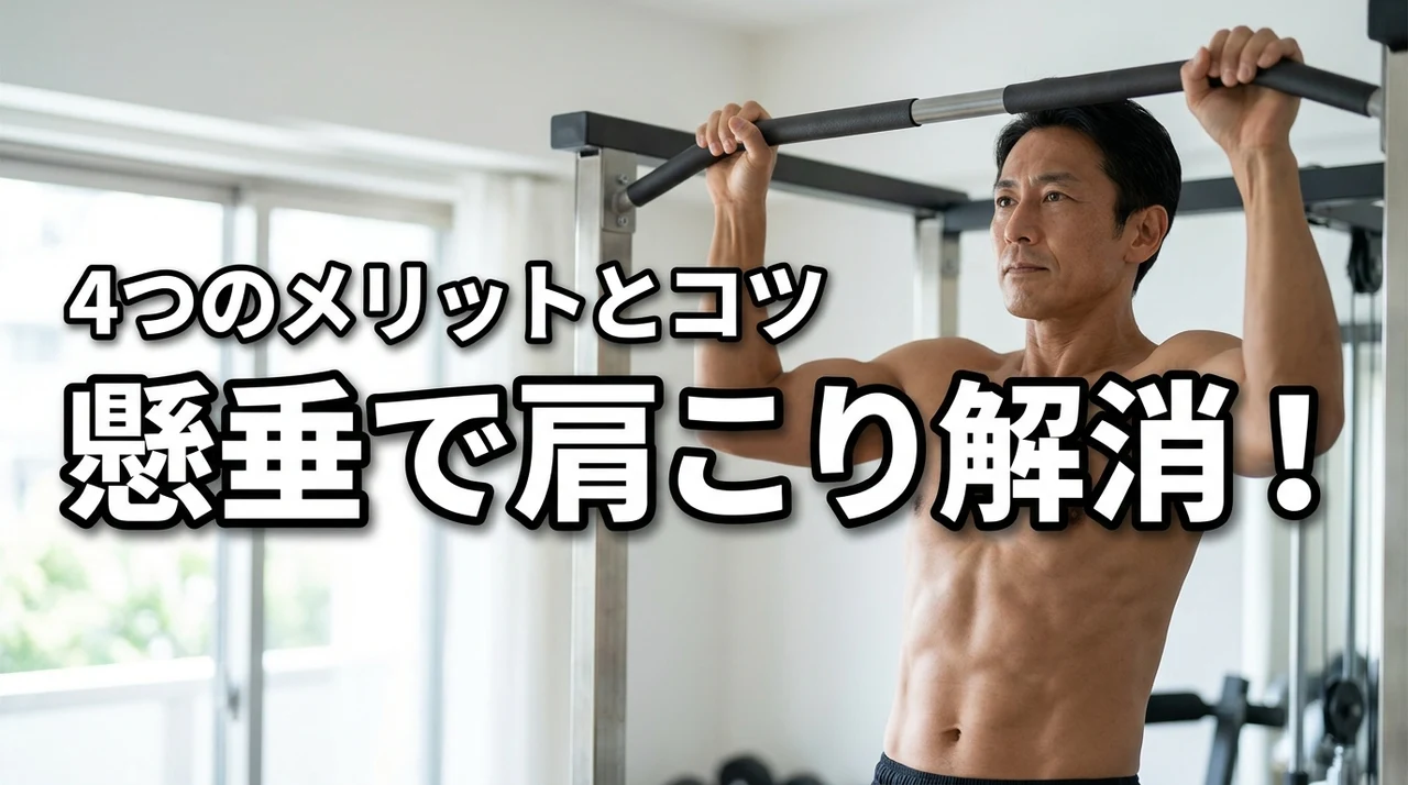 懸垂は肩こりに効果的なの?悪化させない正しいフォームと習慣にする4つのメリット(記事のアイキャッチ画像)
